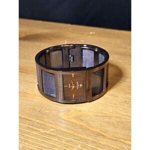 Anne Klein Diamond Metallic Deep Red/Purple Hinged Mesh Cuff Watch